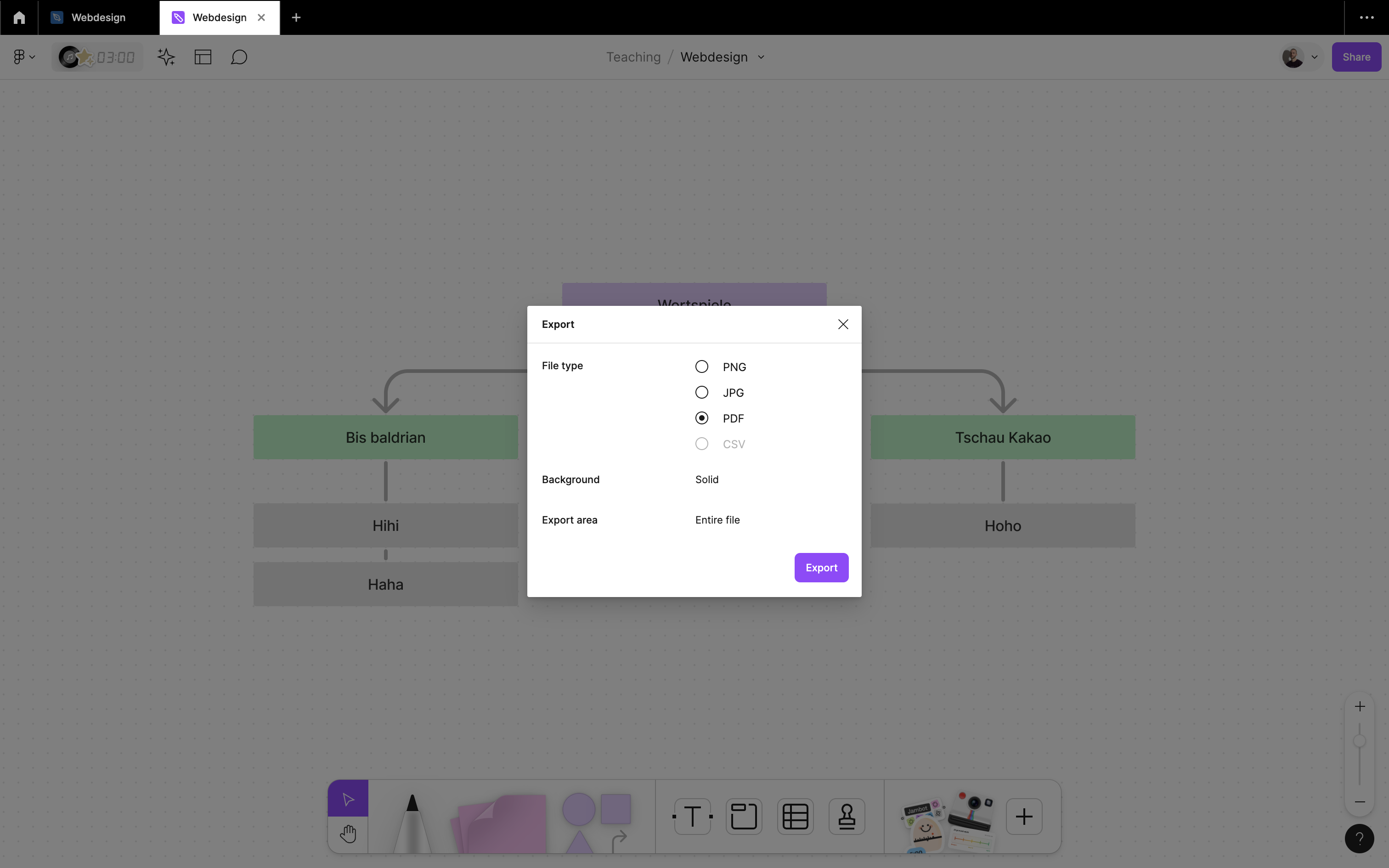 Figma Sitemap als PDF exportieren